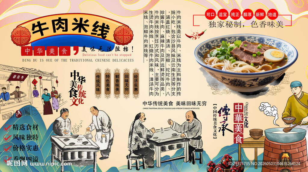 牛肉米线背景墙