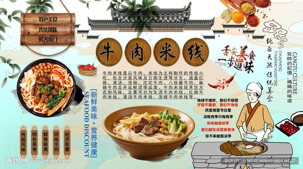 牛肉米线背景墙