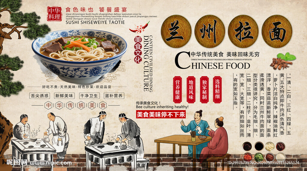 兰州拉面背景墙