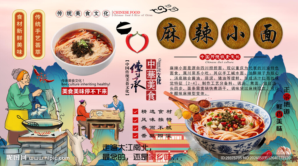 麻辣小面背景墙
