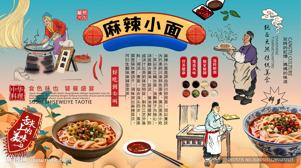 麻辣小面背景墙