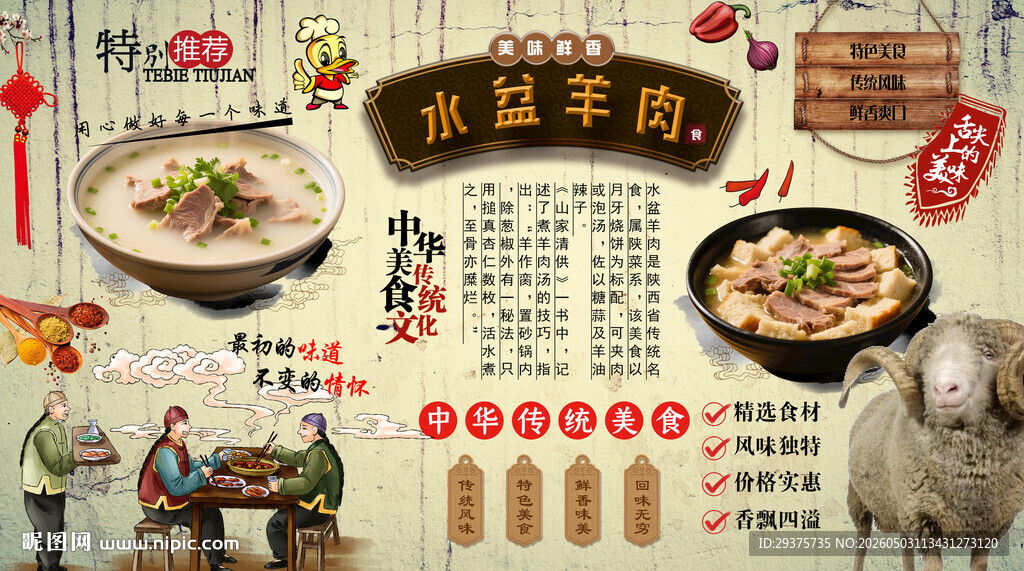 水盆羊肉背景墙