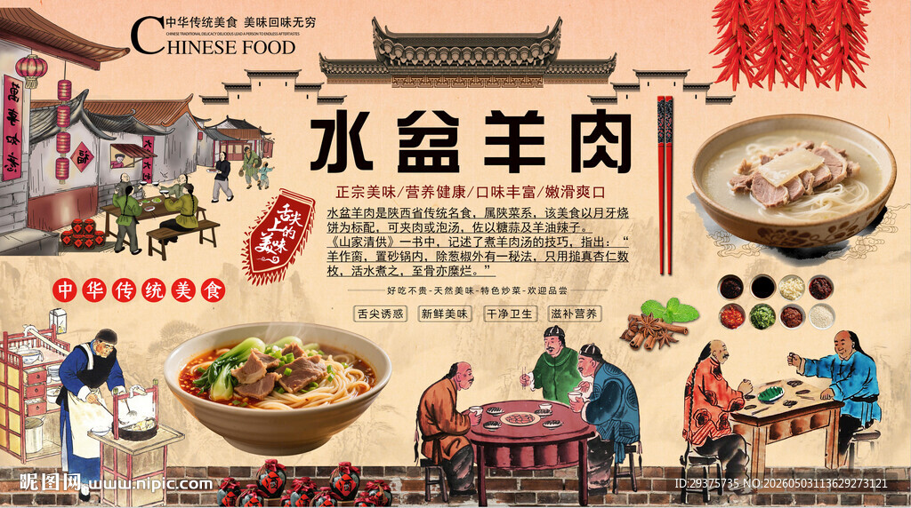 水盆羊肉背景墙
