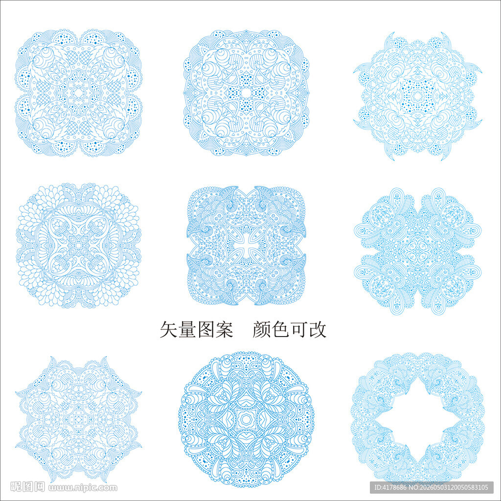 浅蓝色冰花图案设计素材