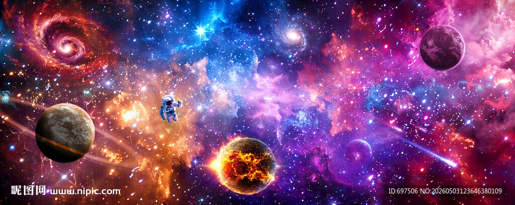 璀璨星空外太空星球宇宙银河背景