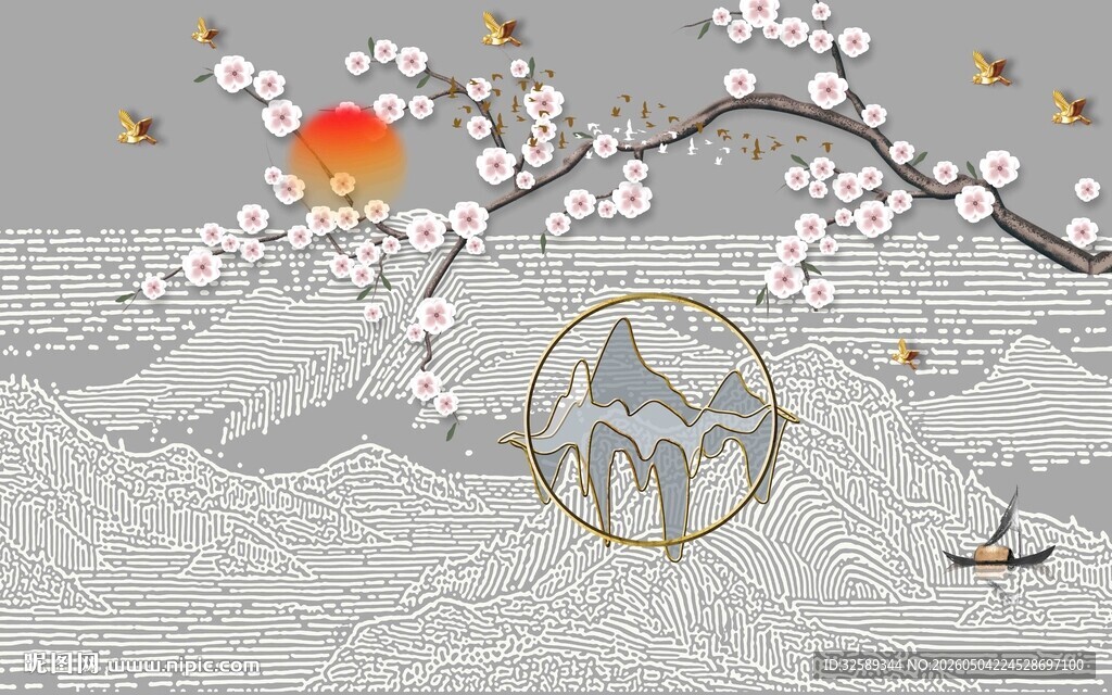 春日枝头飞鸟图
