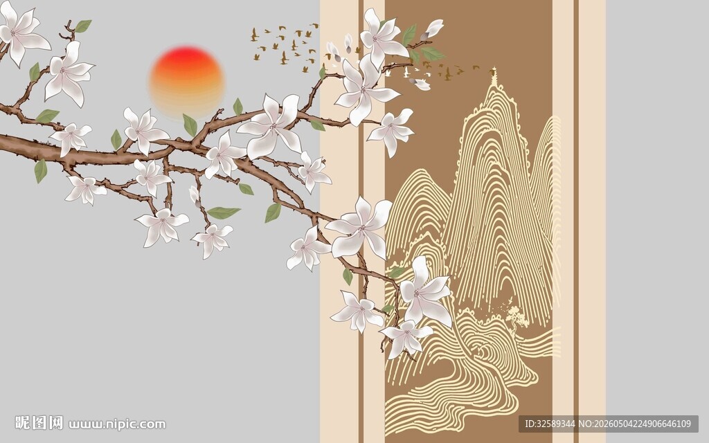 枝头栖鸟伴春景