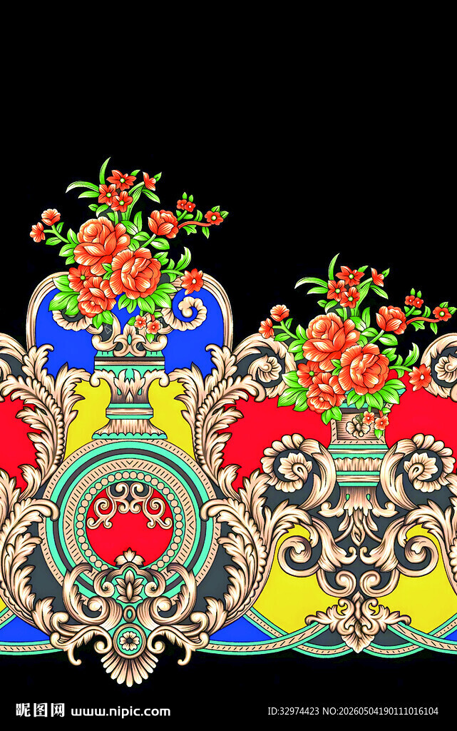 传统中式多彩花纹图案