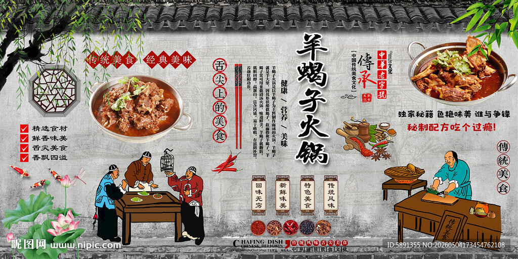 羊蝎子火锅背景墙