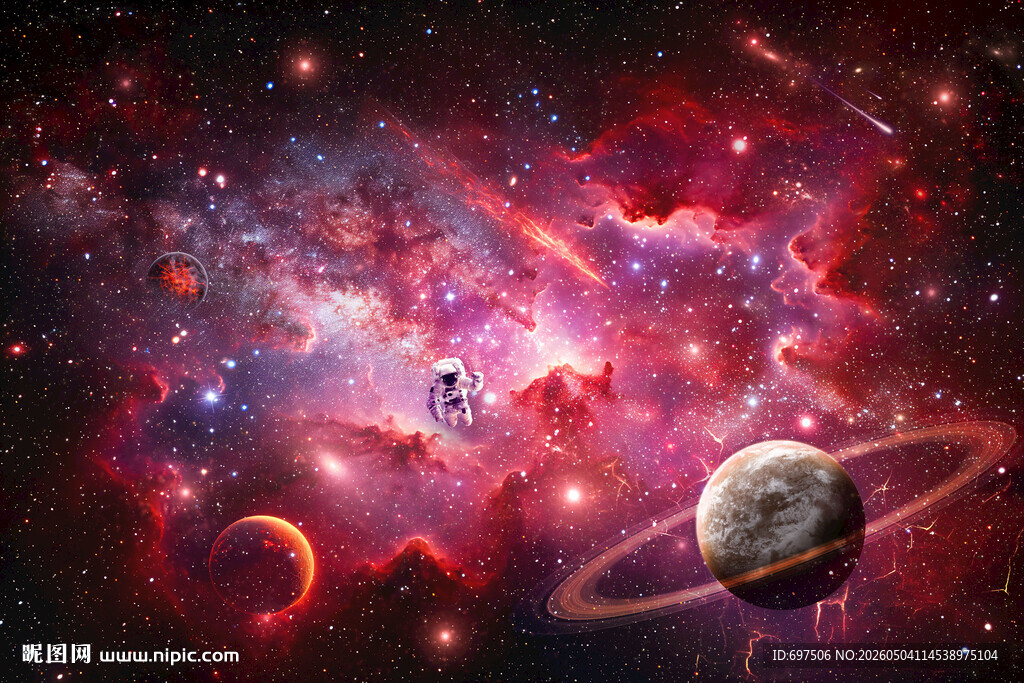 梦幻宇宙星空太空宇航员星球背景