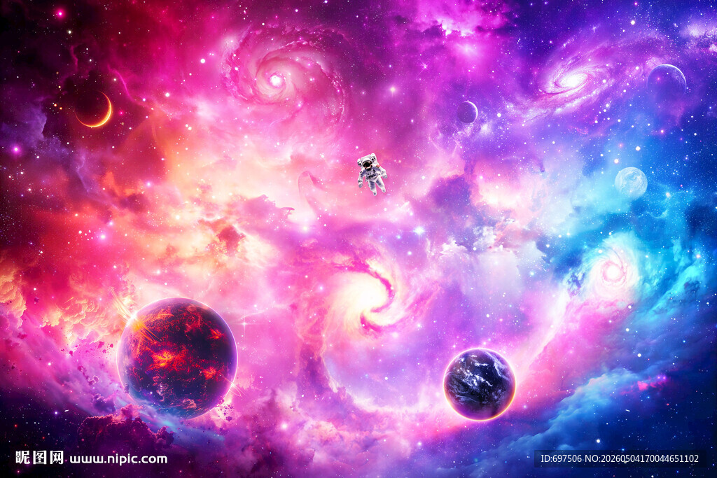 梦幻宇宙星球太空银河系星空背景