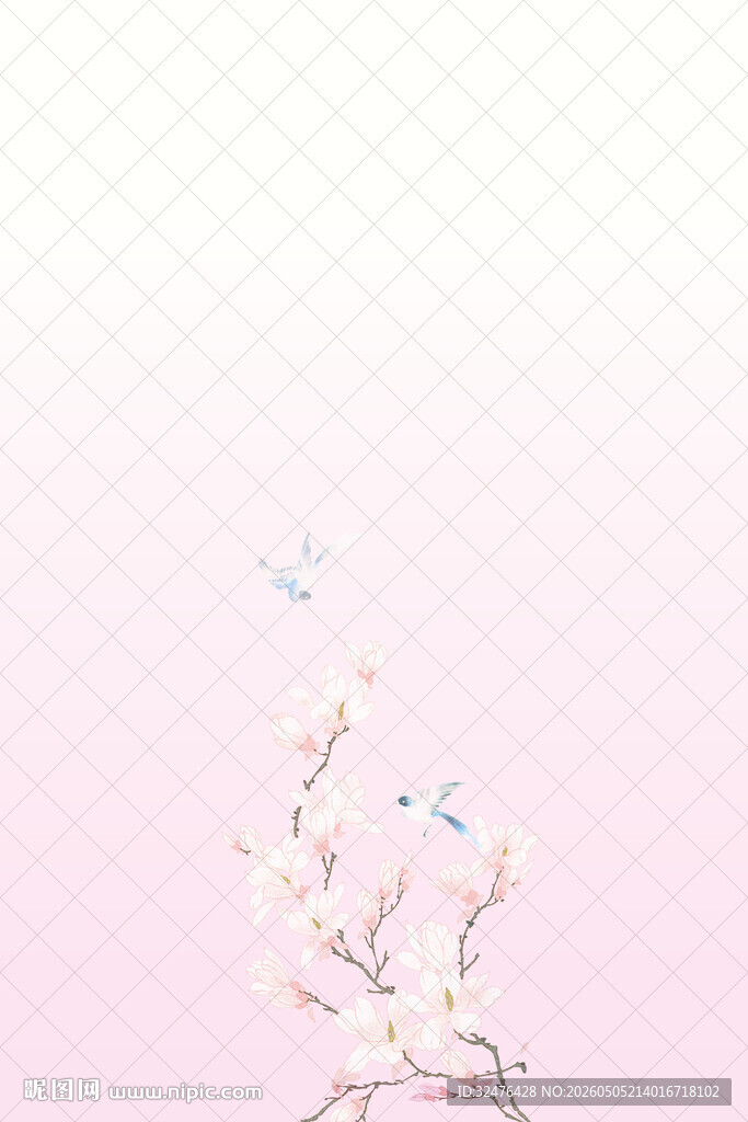 粉色背景下的烂漫花枝