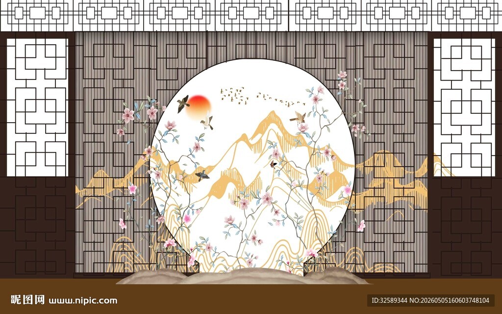 中式古典屏风装饰图案