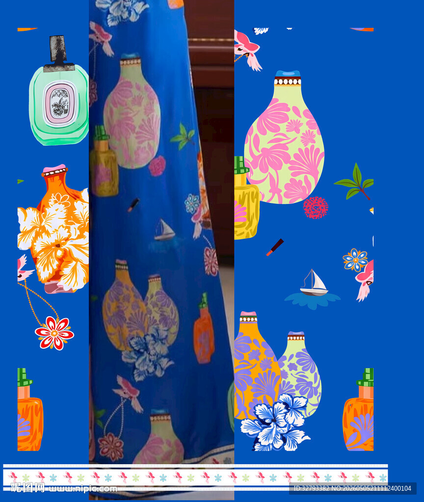 中式古风图案布料展示