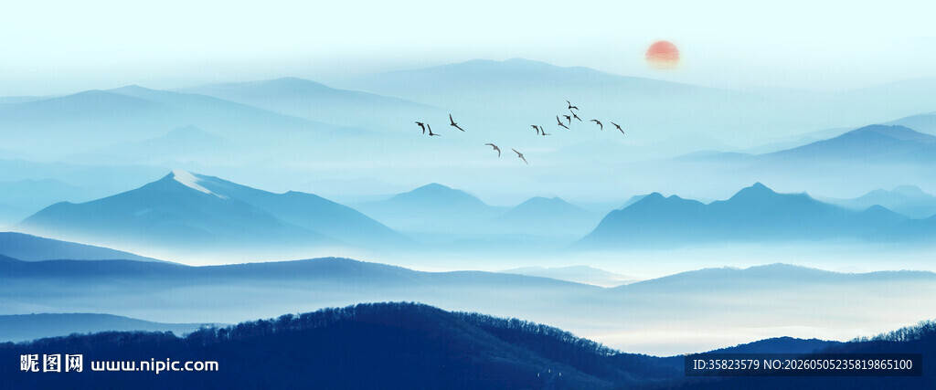 新中式水墨山水画