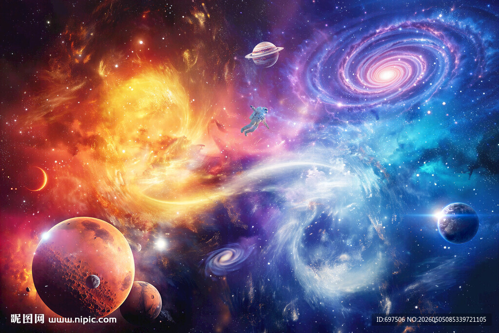 宇宙星空太空漫步漩涡星球背景墙