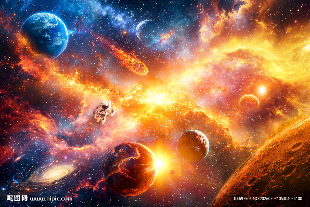 宇宙爆炸太空探索宇航员星球背景