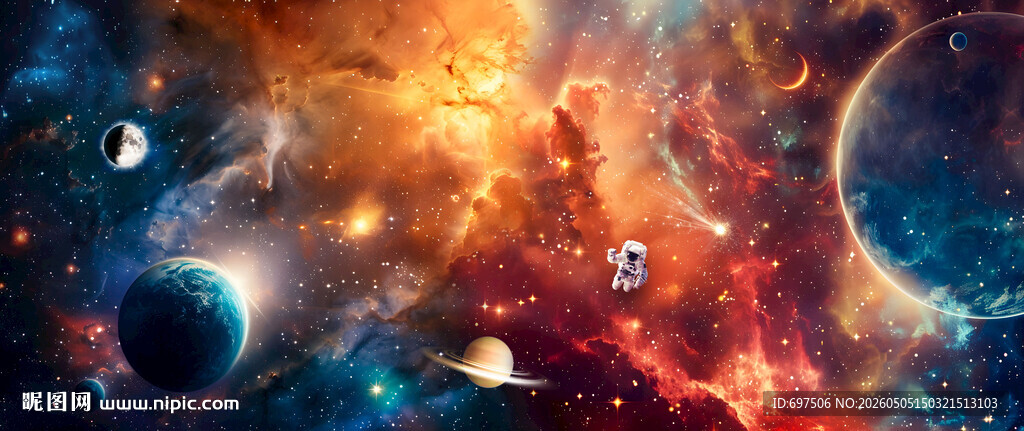 浩瀚星空宇宙外太空星球银河背景