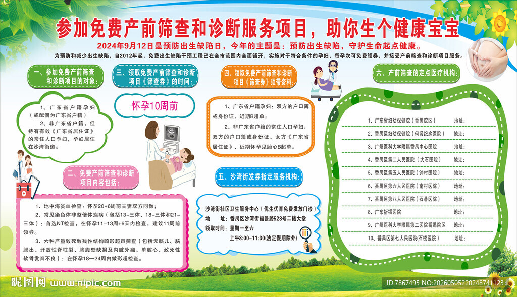 免费产前筛查社区健康宣传栏