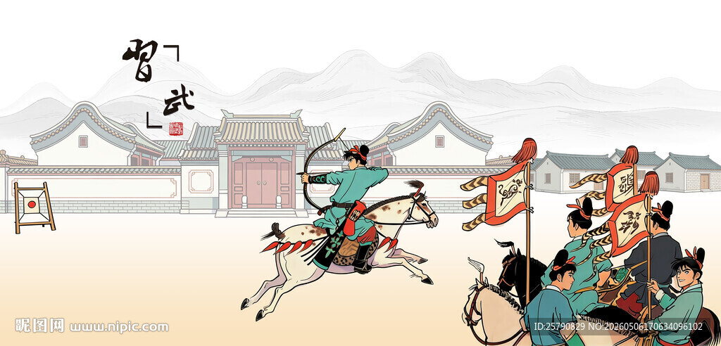 古代射箭场景骑马射箭