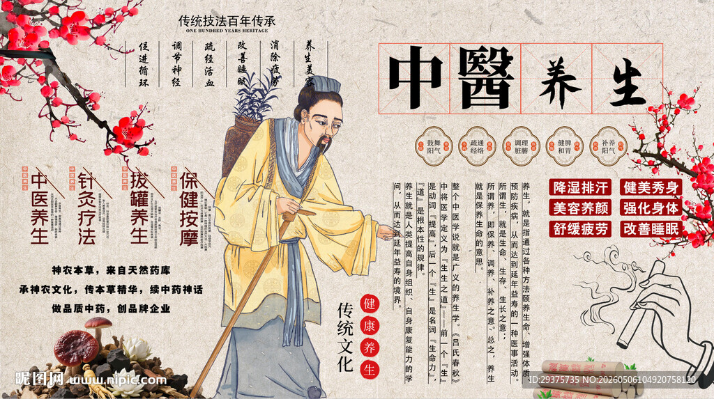 中医养生背景墙