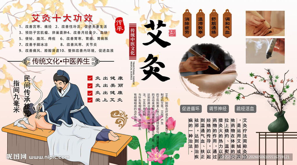 艾灸养生背景墙