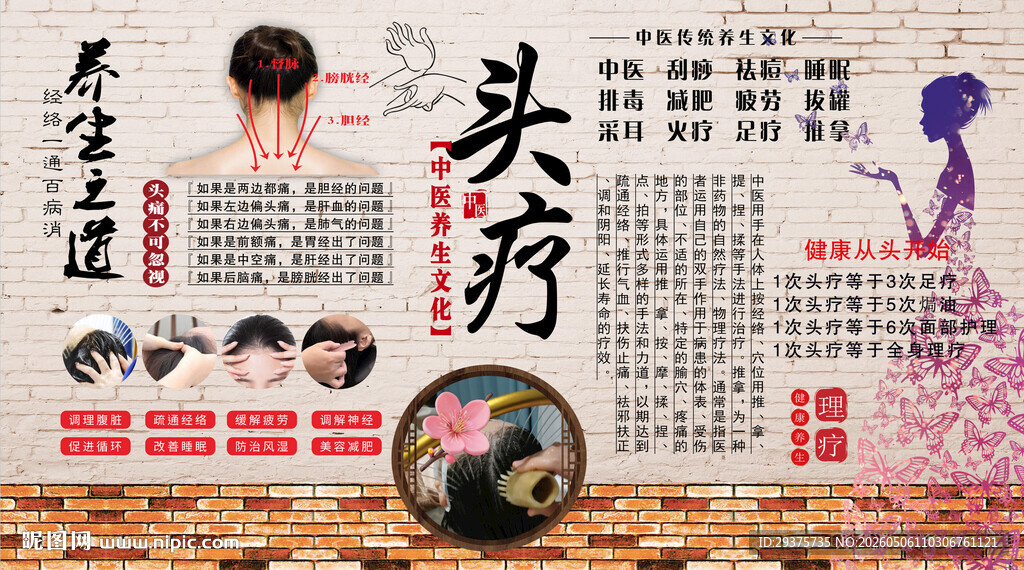 头疗养生背景墙