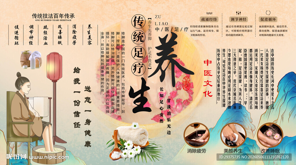足疗养生背景墙