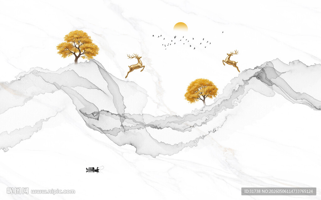 抽象烟雾大理石水墨画背景