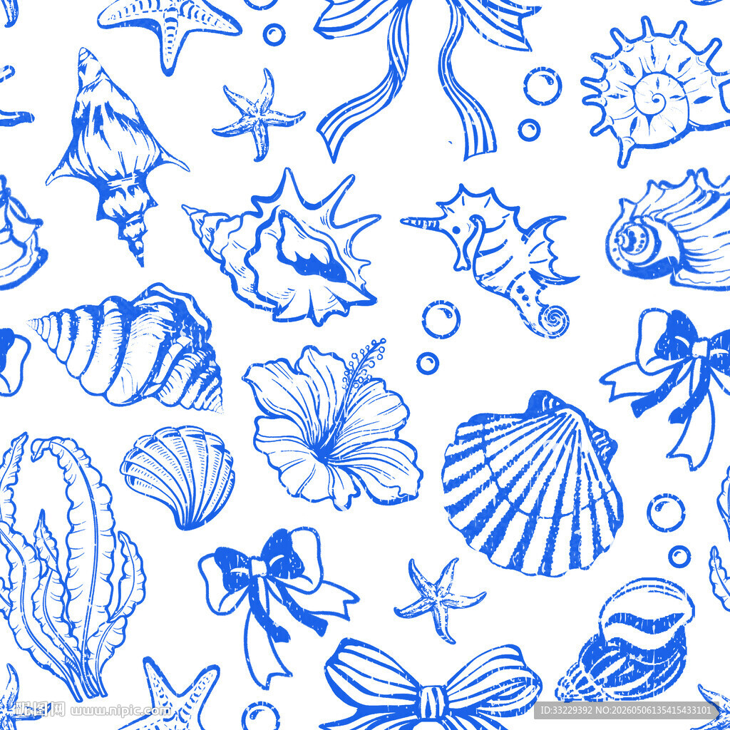 海洋生物贝壳线条图案