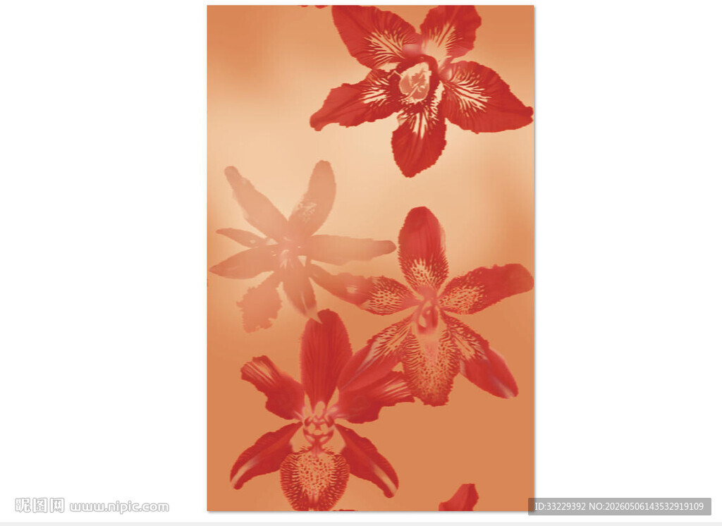 红色花卉图案装饰画