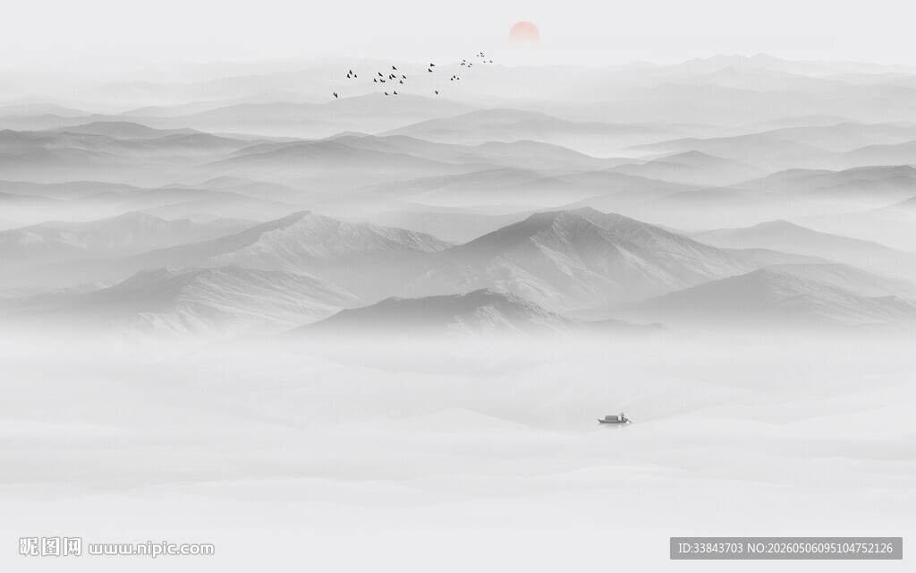 新中式水墨山水画