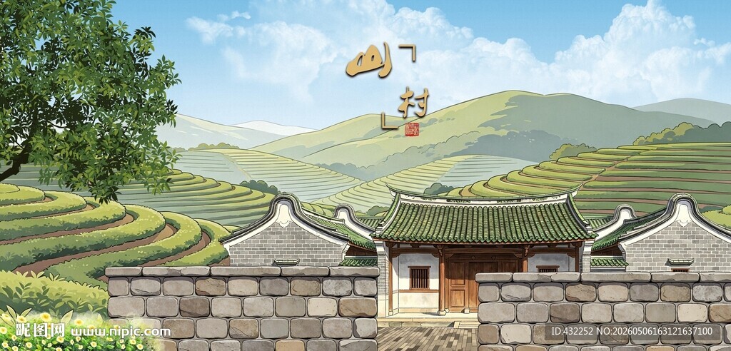 古雅山村宅院风景