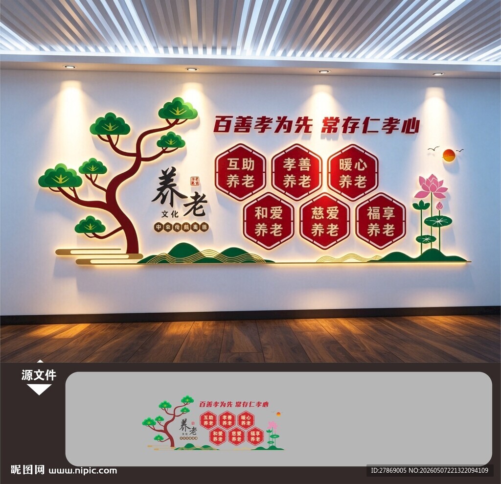 养老敬老医颐养康复中心文化墙