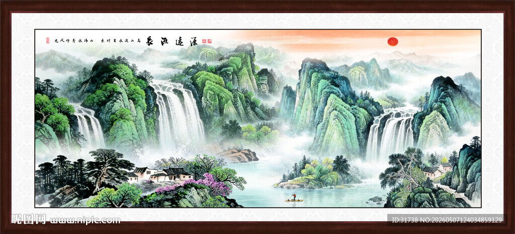 青绿山水国画装饰画