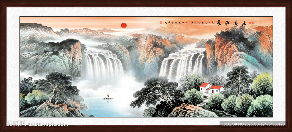 旭日东升国画山水装饰画