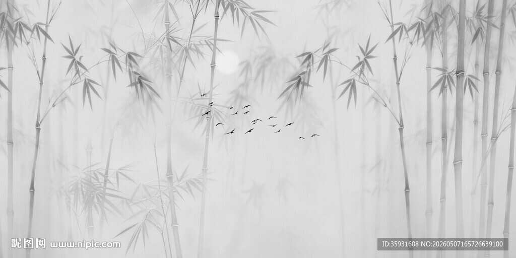 水墨竹子灯箱背景