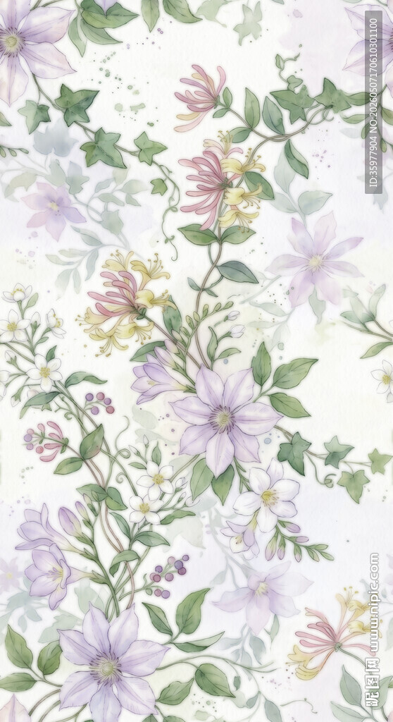 淡紫色花卉图案背景