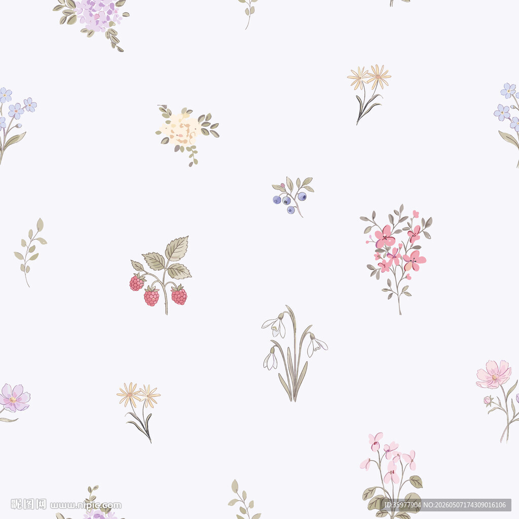 清新手绘花卉图案背景