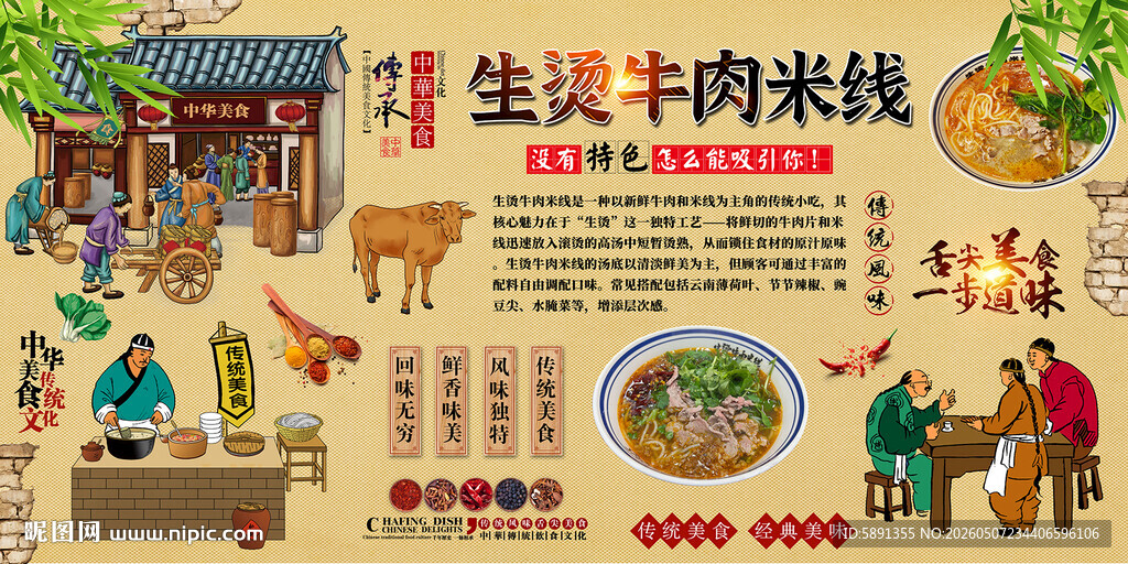 生烫牛肉米线背景墙