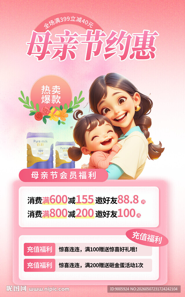 母亲节特惠海报