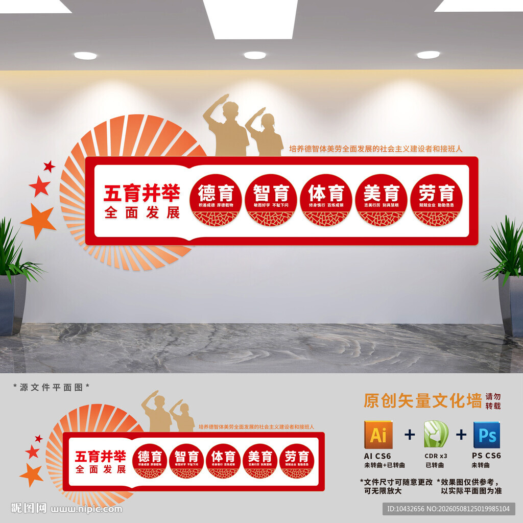五育并举学校文化墙 