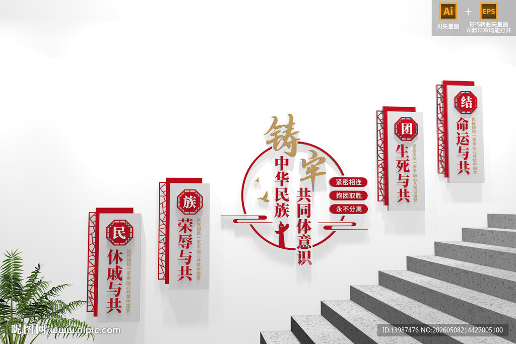 中华民族共同体意识楼梯文化墙