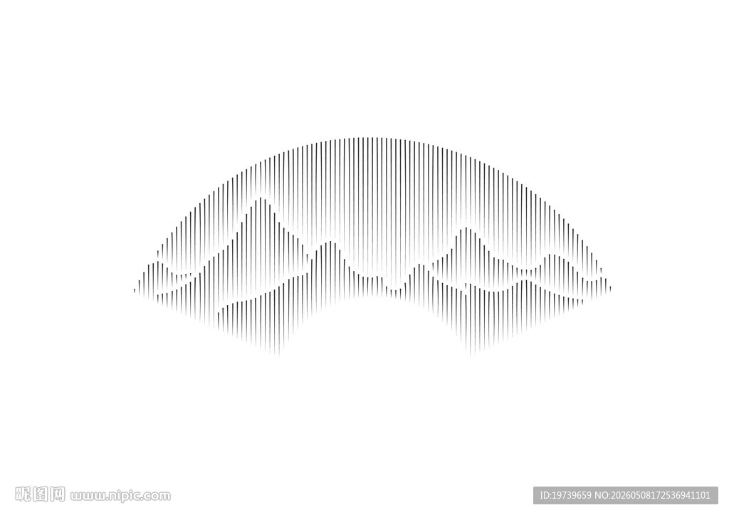 纸艺风格山峦剪影弧形山水风景水