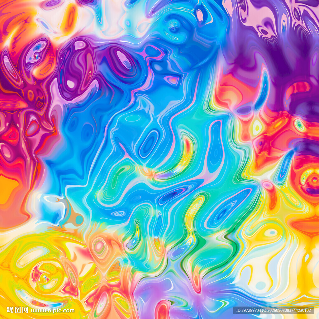 梦幻多彩流体艺术图案