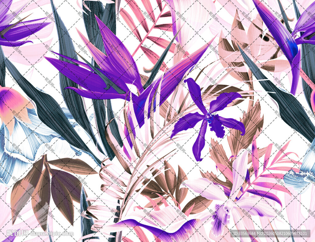 梦幻花卉水彩图案