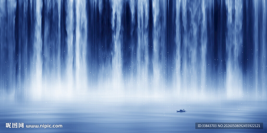 高山流水瀑布山水图