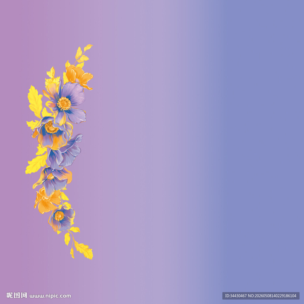 梦幻渐变背景的抽象花卉图案