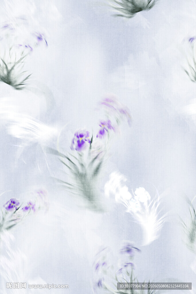 梦幻紫色花卉水彩背景图