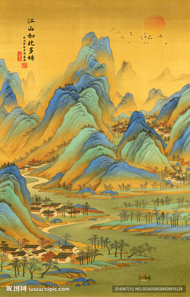 玄关竖版山水画
